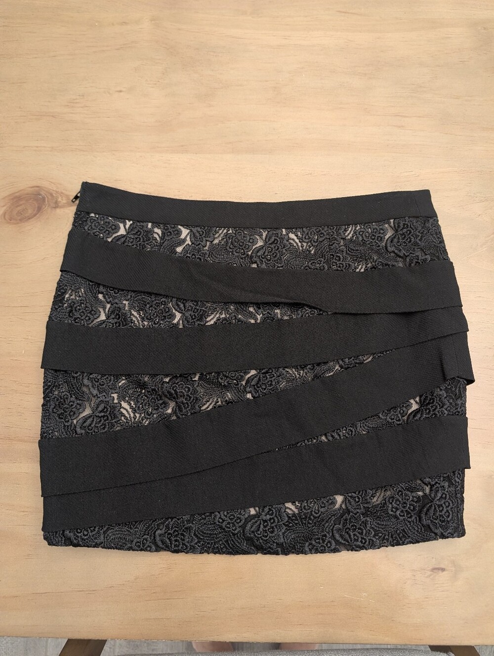 bebe Black Lace Bandage Mini Skirt with Diagonal Straps Black Women's Size 2